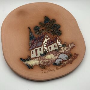 Terracotta Wall Plate Farm House Glazed Trees Tremblay Quebec by Trumbley Wieber